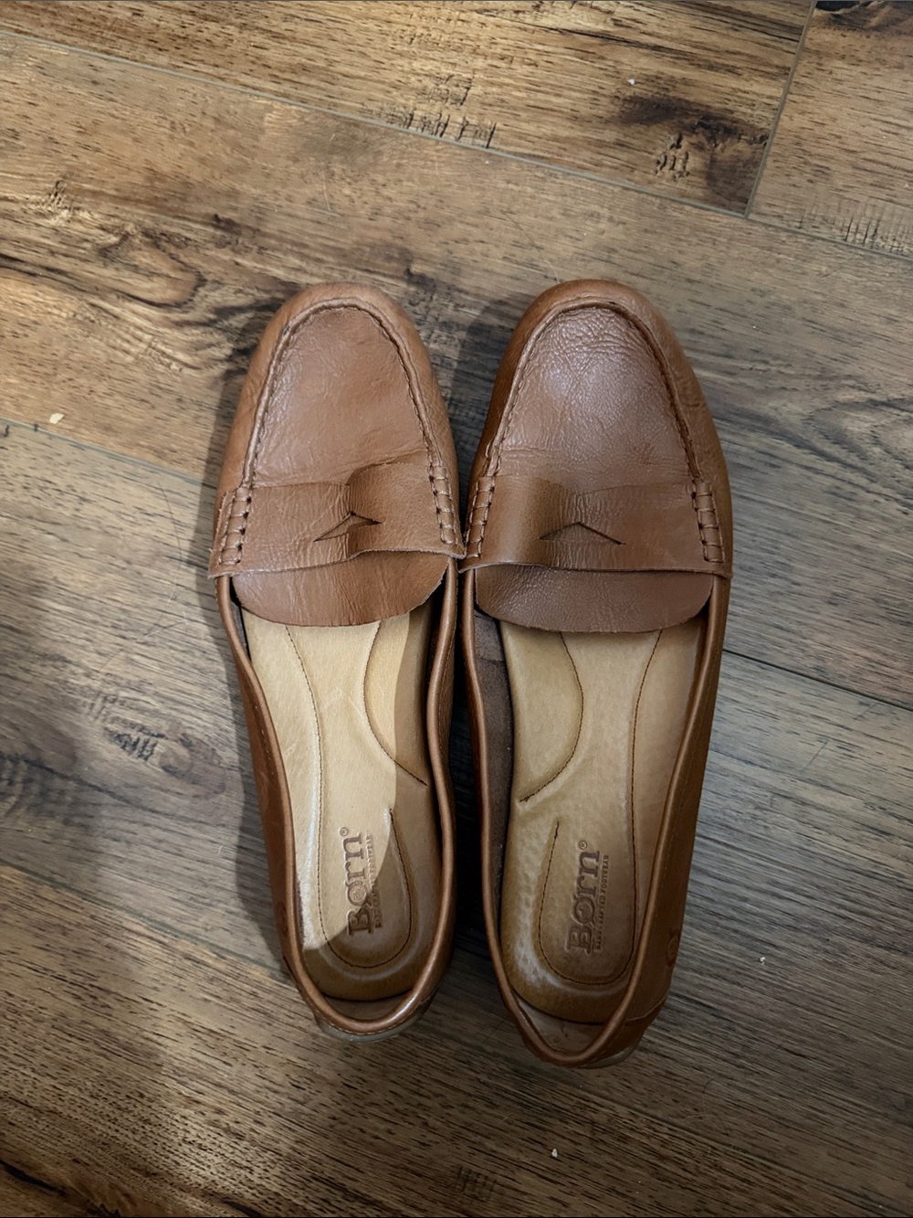 Born Women's Tan Leather Penny Loafers